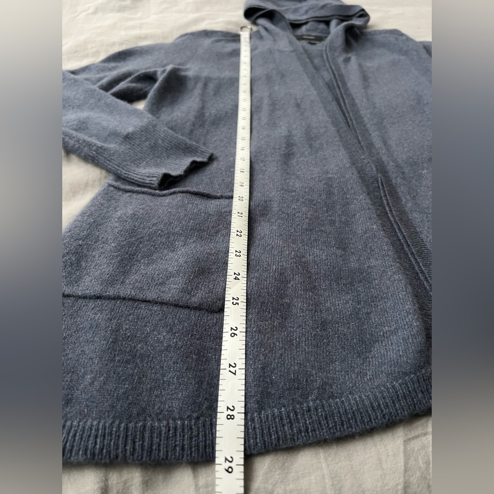 Tahari Hooded Cashmere Long Cardigan Sweater Coat Wrap Blue Womens M - Picture 13 of 17